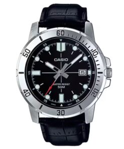 Casio MTP-VD01L-1E Black Leather Strap Analog Dial Men's Dress Watch