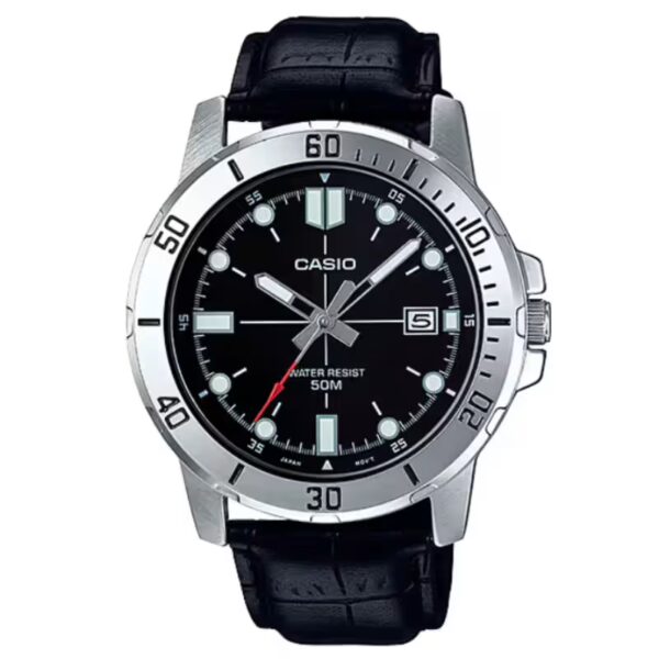 Casio MTP-VD01L-1E Black Leather Strap Analog Dial Men's Dress Watch