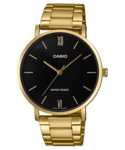 Casio MTP-VT01G-1B Golden Chain Black Dial Men's Gift Watch