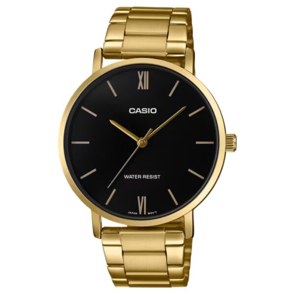 Casio MTP-VT01G-1B Golden Chain Black Dial Men's Gift Watch