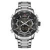 naviforce NF9189 silver stainless steel black multi dial men's sports wrist watch