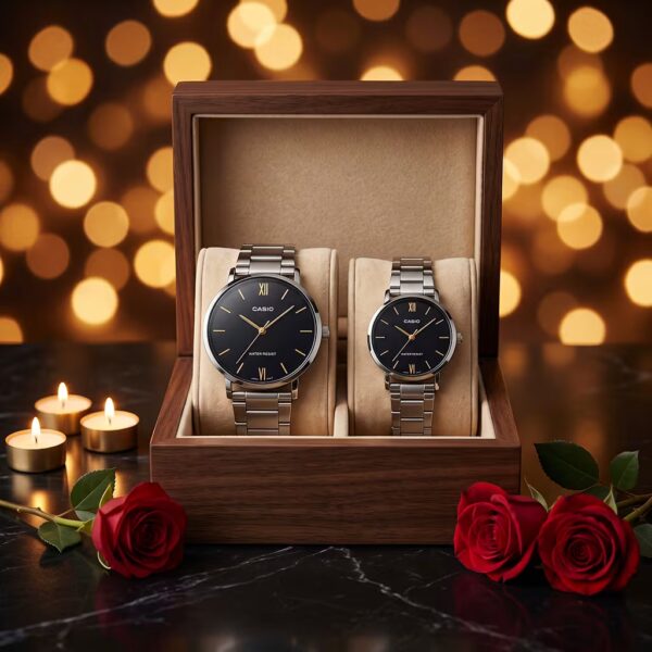 Classic Black Dial Couple Watches | Original Casio His & Her Gift - Image 3