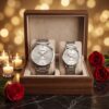 Silver Couple Watches for Anniversary Gift Set