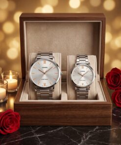Silver Couple Watches for Anniversary Gift Set