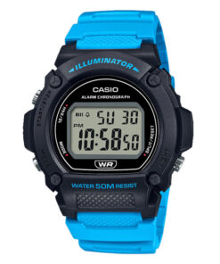 Casio W-219H-2A2V Blue Resin Strap Youth Digital Wrist Watch with LED Light & Waterproof