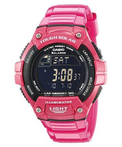 casio ws-220c-4b pink resin band black digital dial for female's sports watch