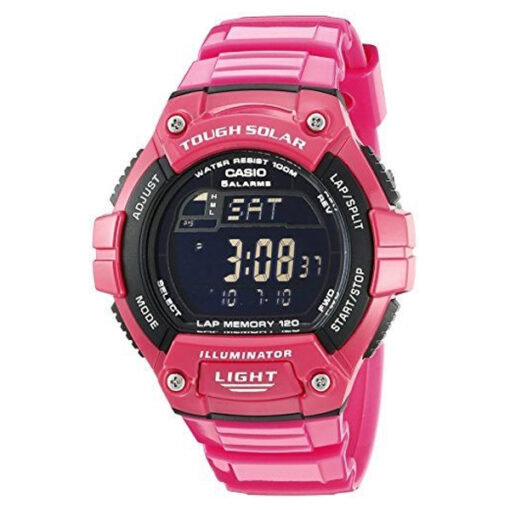 casio ws-220c-4b pink resin band black digital dial for female's sports watch
