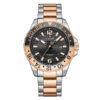 NaviForce-9192 two tone stainless steel black dial men's analog wrist watch