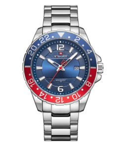 NaviForce-9192 silver stainless steel blue dial multi color case men's watch