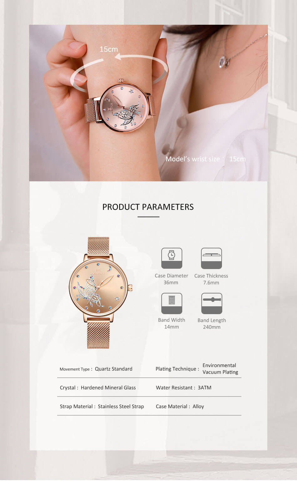 NaviForce NF5011 ladies luxury wrist watch specifications