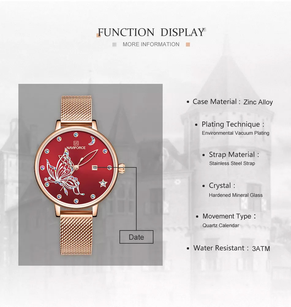 NaviForce NF5011 female analog latest stylish fashion watch function display