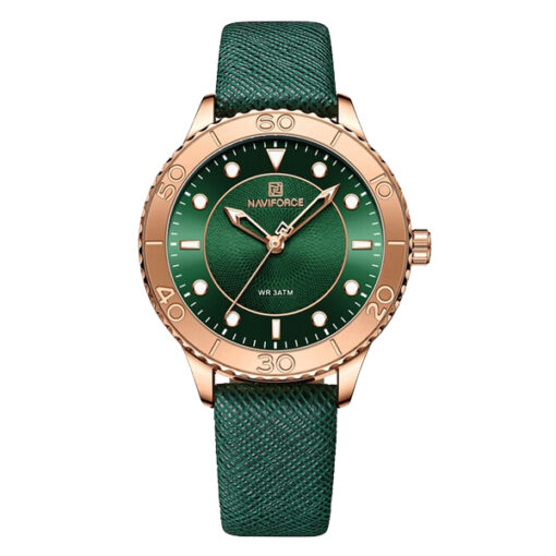 NaviForce NF5020 green leather strap stylish green dial ladies analog fashion wrist watch