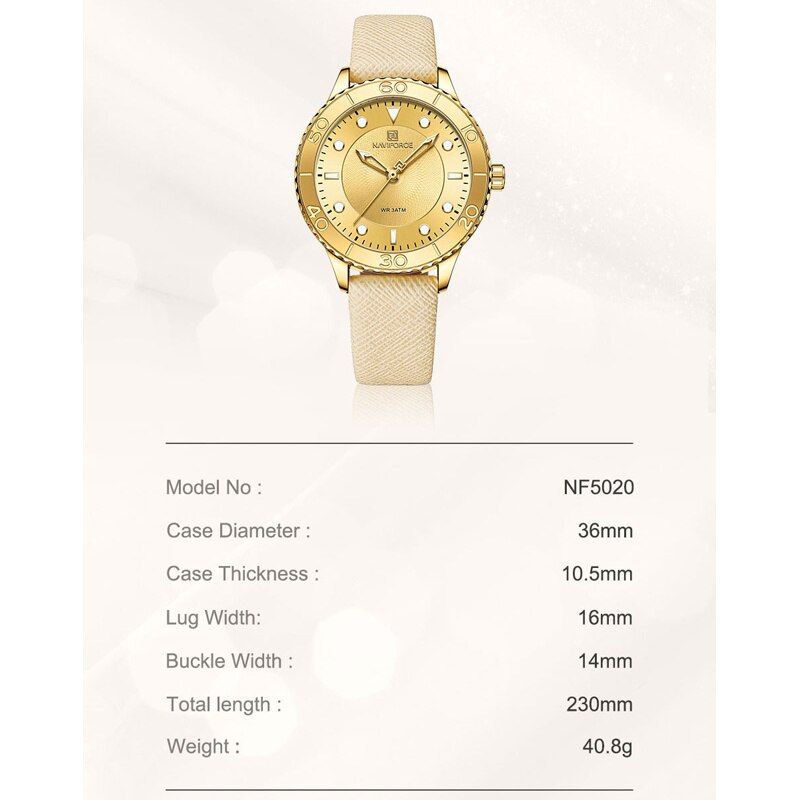 NaviForce NF5020 elegant & simple ladies analog wrist watch specifications