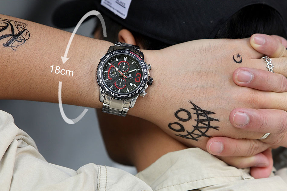 NaviForce NF8017 black dial men's luxury chronograph watch