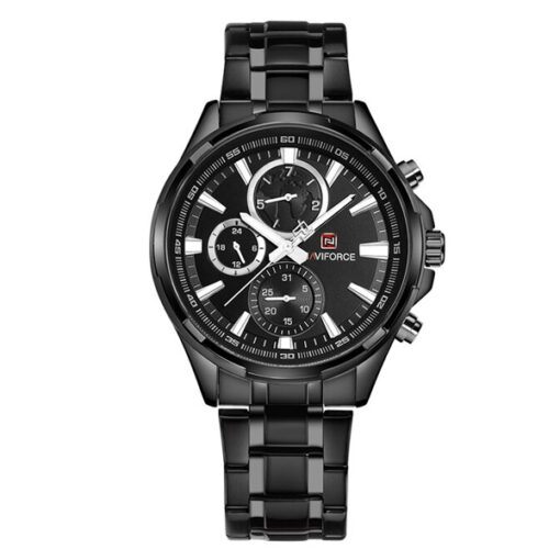 NaviForce-NF9089 full black stainless steel black dial men's chronograph wrist watch