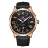 NaviForce-NF9126 black leather strap black roman dial men's wrist watch