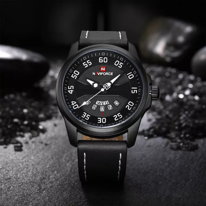 NaviForce-NF9124 round black dial men's dress watch product show
