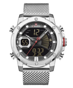 NaviForce-NF9172 silver mesh chain black dial men's luxury watch