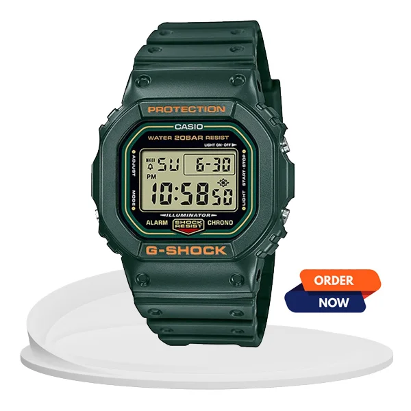 Casio G-Shock DW-5600RB-3DR green resin strap & digital retro style dial popular men's wrist watch with g shock protection & carbon core guard
