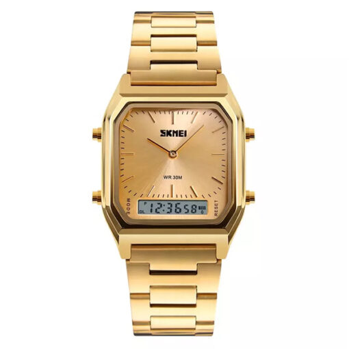 skmei 1220 golden stainless steel golden dial men's wrist watch