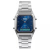 skmei 1220 silver stainless steel blue dial men's analog digital wrist watch
