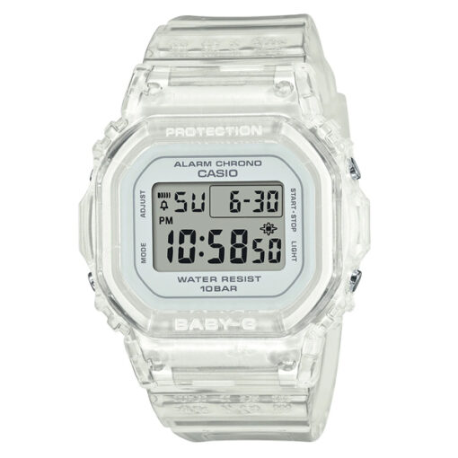 Casio baby g G-Shock BGD-565S-7 simple female's watch in white case and transparent resin band