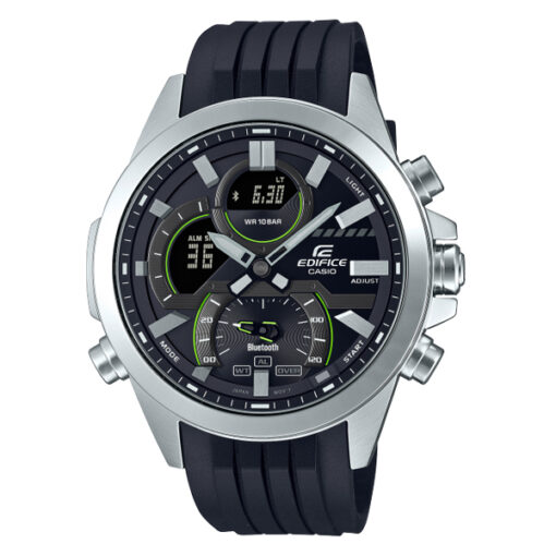 Casio Edifice-ECB-30P-1A black resin band black analog digital dial men's wrist watch