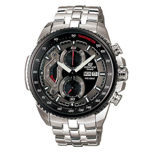 Casio Edifice-EF-558D-1AV silver stainless steel black dial men's chronograph sports watch