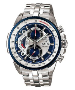 Casio Edifice-EF-558D-2AV silver stainless steel blue dial men's chronograph dress watch