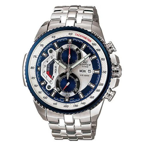 Casio Edifice-EF-558D-2AV silver stainless steel blue dial men's chronograph dress watch