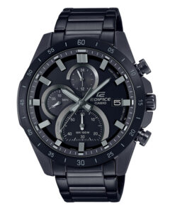 Casio Edifice-EFR-571MDC-1A full black men's chronograph watch in stainless steel chain & round dial