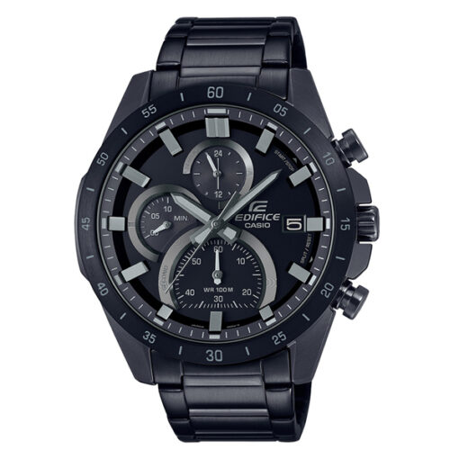 Casio Edifice-EFR-571MDC-1A full black men's chronograph watch in stainless steel chain & round dial