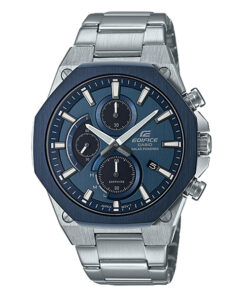 Casio Edifice-EFS-S570DB-2A silver stainless steel blue dial men's chronograph solar powered watch