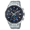Casio-Edifice-EQS-920DB-1BV silver stainless steel black dial men's solar powered chronograph dress watch