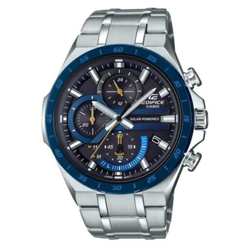 Casio-Edifice-EQS-920DB-2AV silver stainless steel blue/black dial men's solar powered chronograph wrist watch