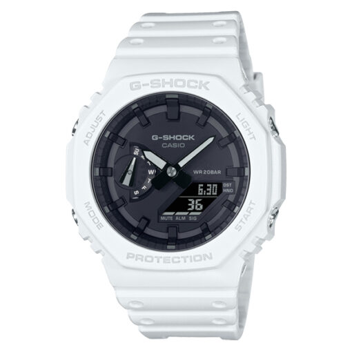 Casio-G-Shock-GA-2100-7A white resin band men's analog digital black dial quartz watch