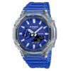 Casio-G-Shock-GA-2100HC-2A blue translucent resin band men's analog digital wrist watch