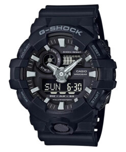 Casio-G-Shock-GA-700-1B black resin band black dial men's multi function sports wrist watch