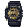 Casio-G-Shock-GA-900AG-1A black resin band golden dual dial garish series watch