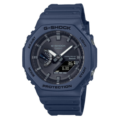 Casio-G-Shock-GA-B2100-2A blue resin band black dial analog digital wrist watch