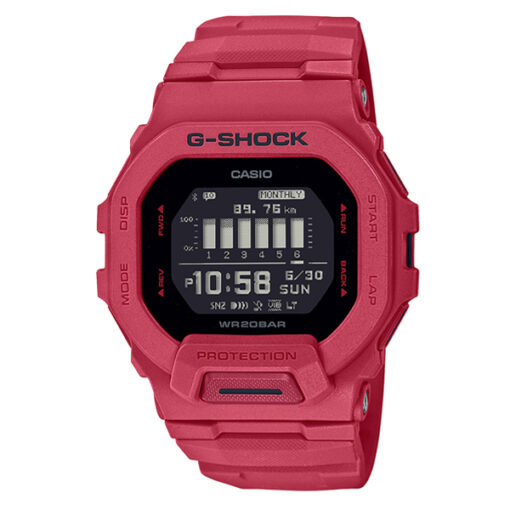 Casio-G-Shock-GBD-200RD-4DR red resin band square shape digital dial men's sports watch