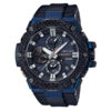 Casio-G-Shock-GST-B100XB-2A blue/black resin band multi hand dial men's sports watch