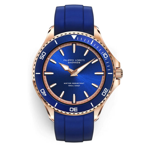Flippo-Loretti blue resin band blue analog dial men's wrist watch