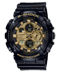 Casio G-Shock GA-140GB-1A1 bright metallic analog digiutal dial and black resin band men's luxury watch