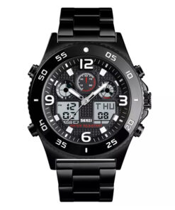 skmei 1538 black stainless steel men's analog digtial wrist watch
