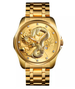 Skmei-9193 golden stainless steel golden dial men's dress quartz watch