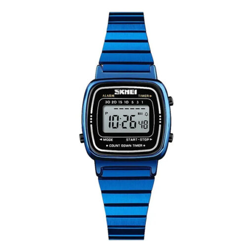 Skmei 1901SBU blue stainless steel ladies digital sports hand watch