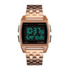 skmei-1368 rose gold stainless steel black square dial men's digital dress watch