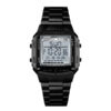 skmei-1381 black stainless steel dual dial men's sports watch