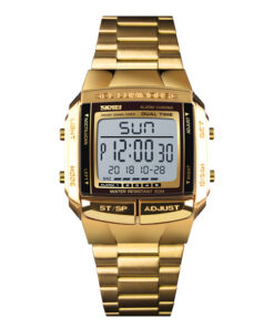 skmei-1381 golden chain square shape dual dial men's gift watch